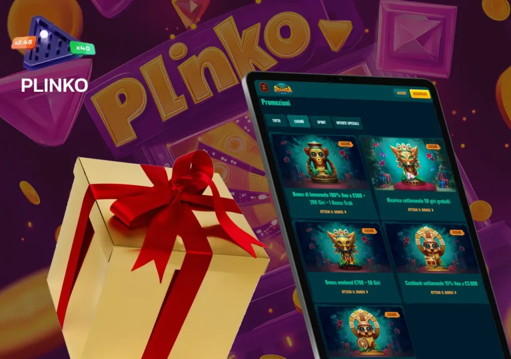 Approfitta dei vantaggiosi bonus per giocare a Plinko su Spinanga.