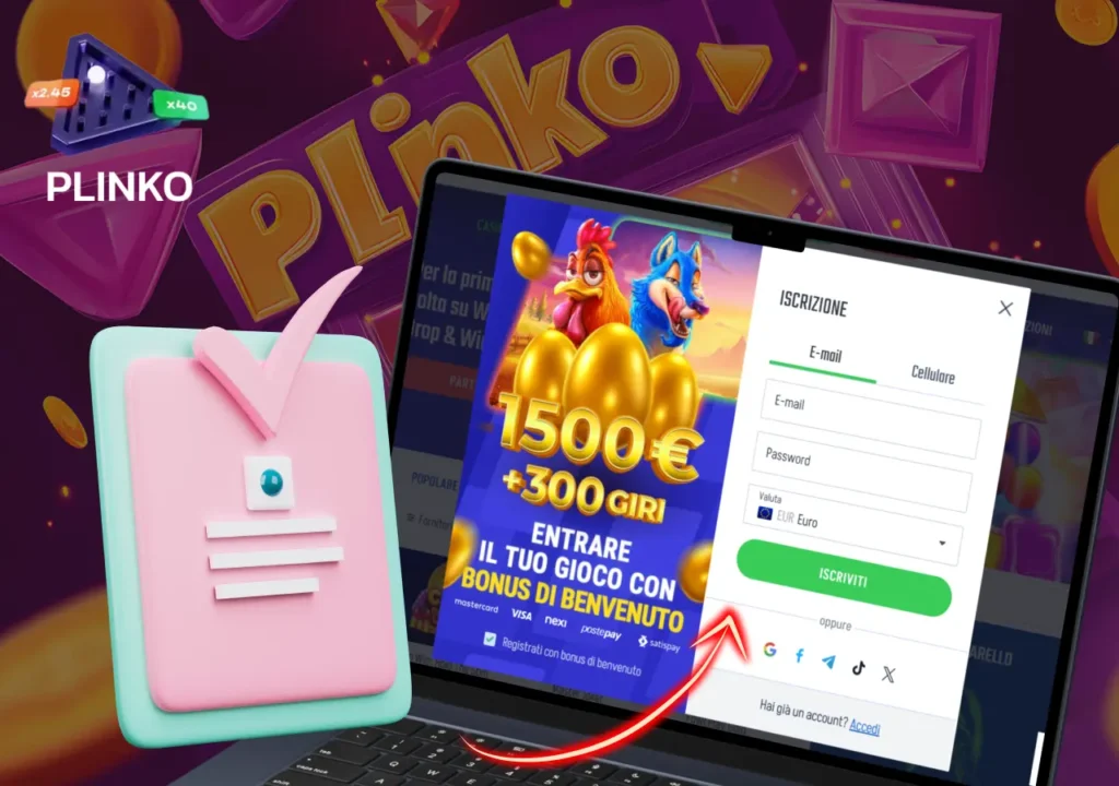 Come registrarsi su Winnita per giocare a Plinko e approfittare del bonus di benvenuto.