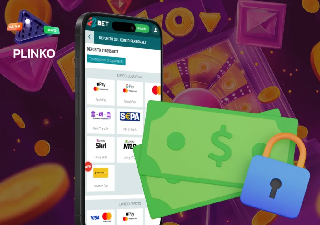 Metodi di deposito su 22Bet, importi minimi e valute disponibili.