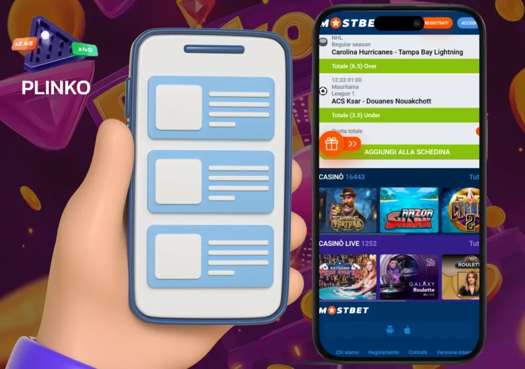 Scarica l'app di Mostbet per giocare a Plinko comodamente dal tuo smartphone.