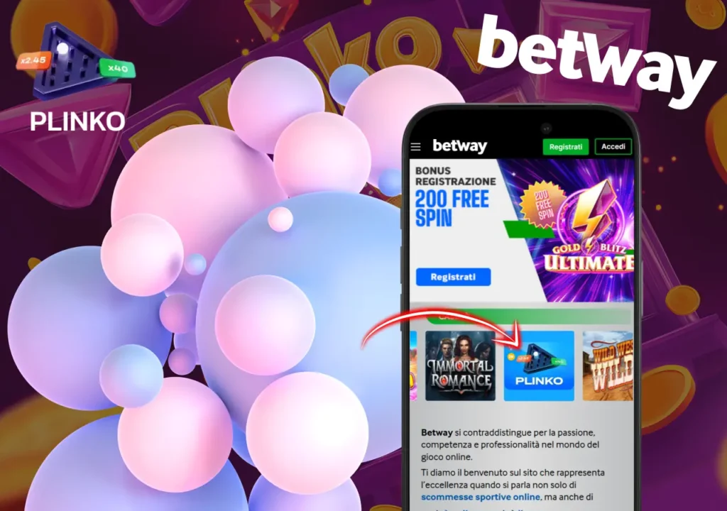 Il gioco Plinko su Betway Italia ha una struttura semplice e regole intuitive.