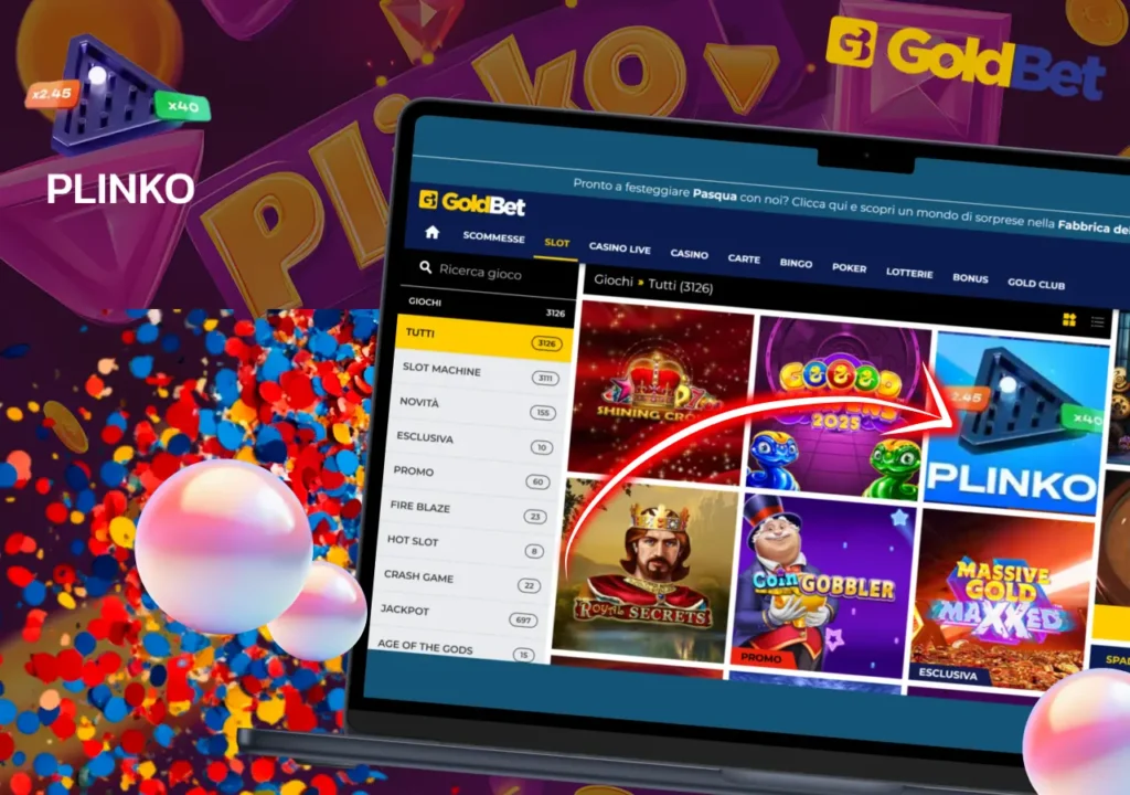Goldbet presenta Plinko per utenti italiani con design classico e dinamica veloce.