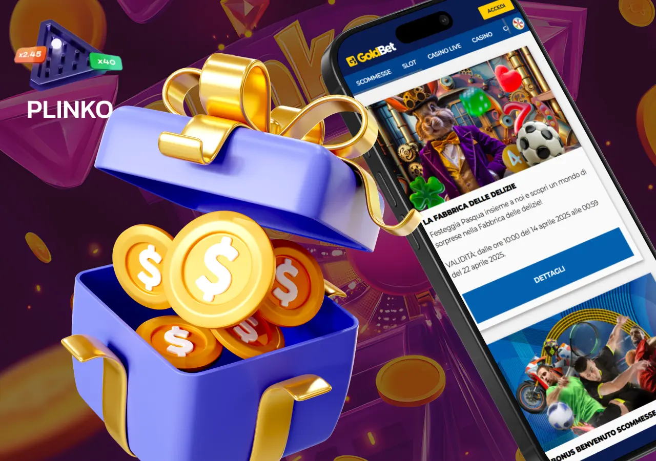 Goldbet offre bonus per giocare a Plinko sia ai nuovi che ai clienti abituali.
