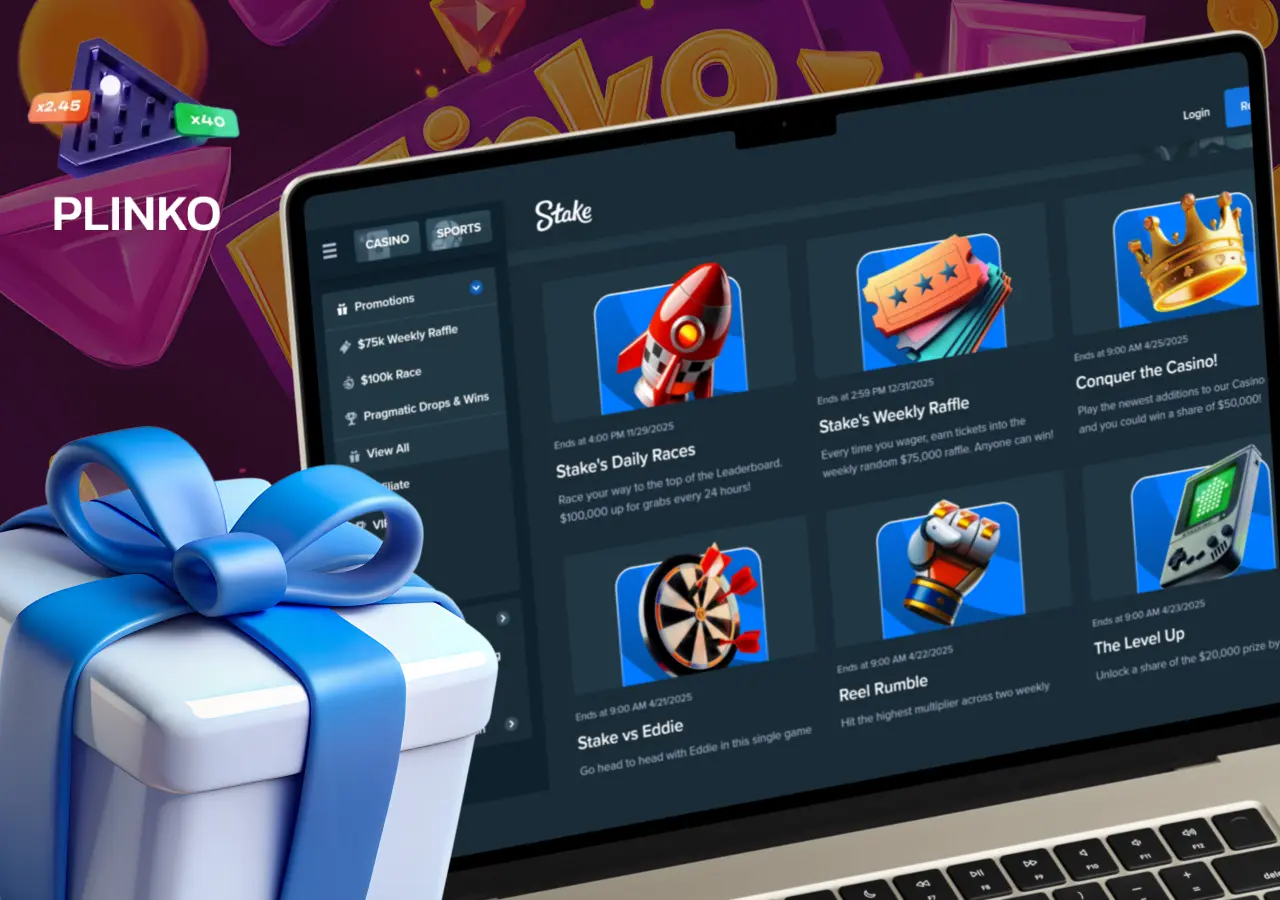Il bonus di benvenuto di Stake è disponibile attivando Plinko tramite l’area personale.