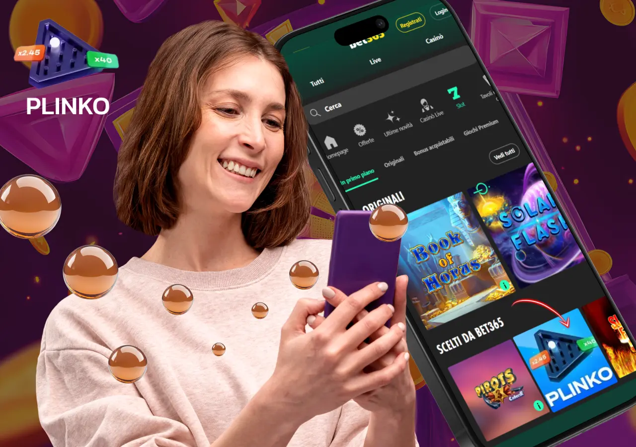 Il gioco Plinko su Bet365 si avvia dopo un rapido accesso e la scelta della puntata.