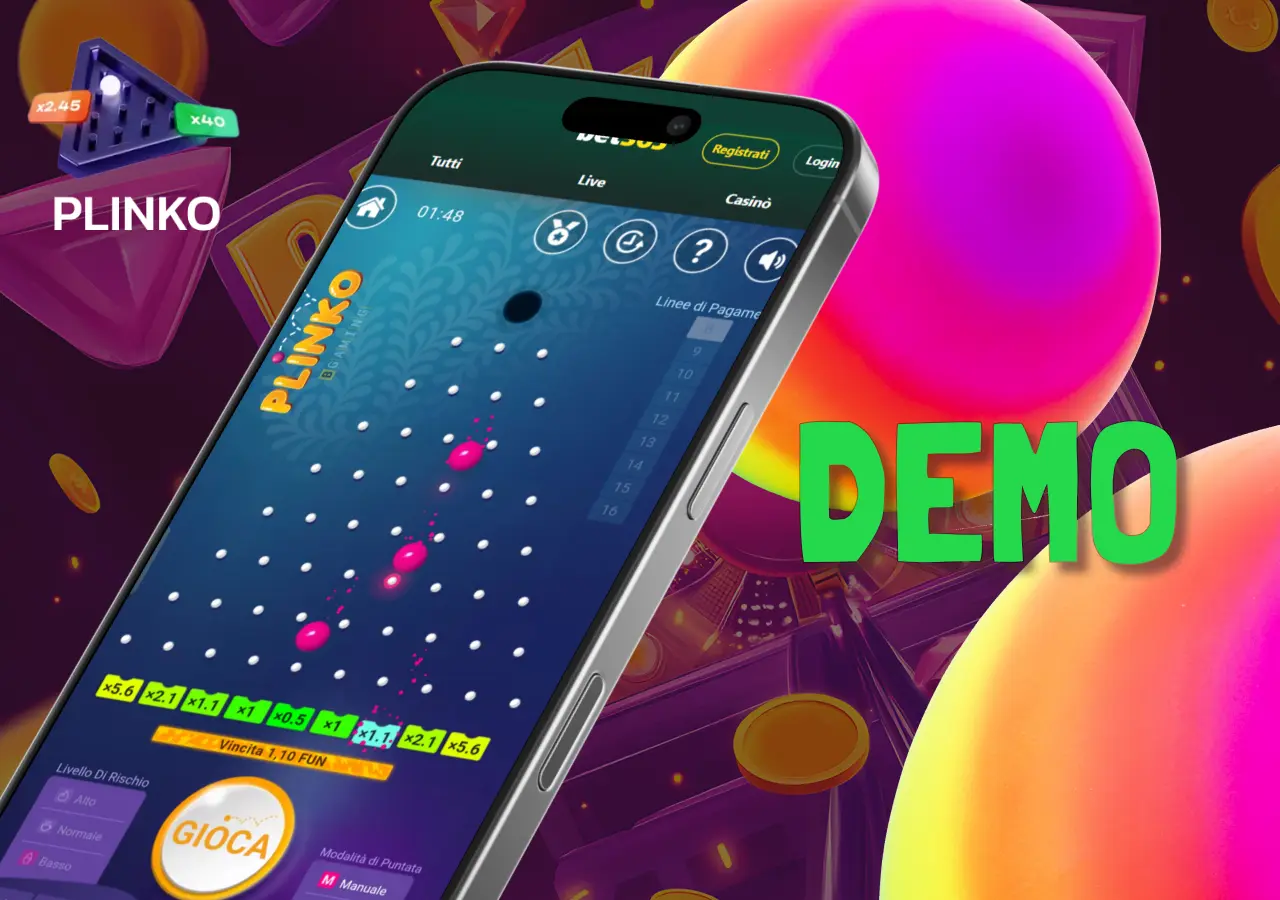La modalità demo di Plinko su Bet365 consente di provare la meccanica senza rischi.