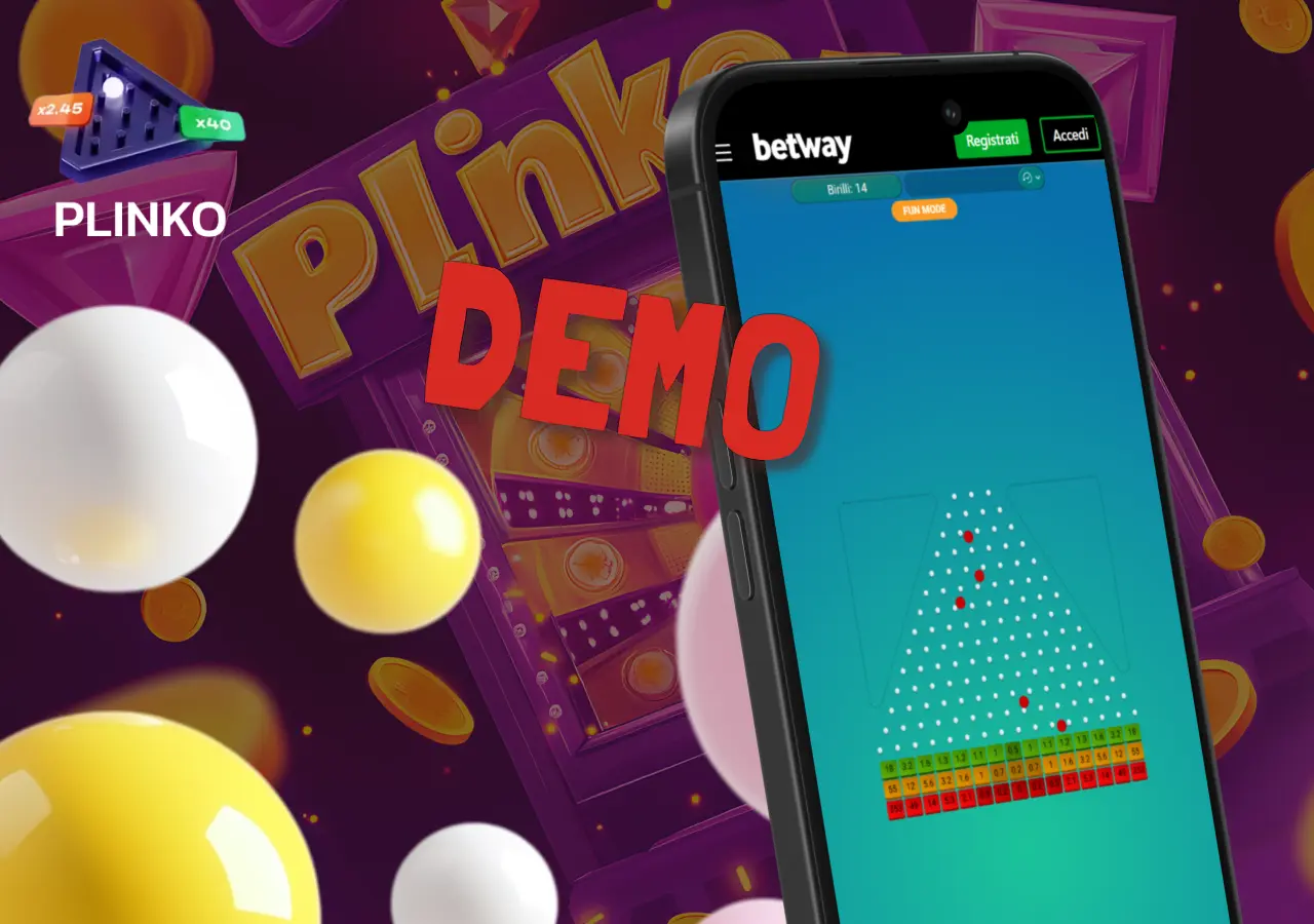 Su Betway, i giocatori possono testare Plinko in modalità demo.